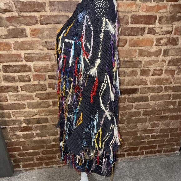 Hand Knitted Sz XL Dazzle Tassel Sweater Art To Wear Chunky Knit Unique Colorful - Picture 4 of 8